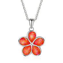 Load image into Gallery viewer, Red Clover- 925 Silver Clover Pendant Featuring Opal Gem Stones
